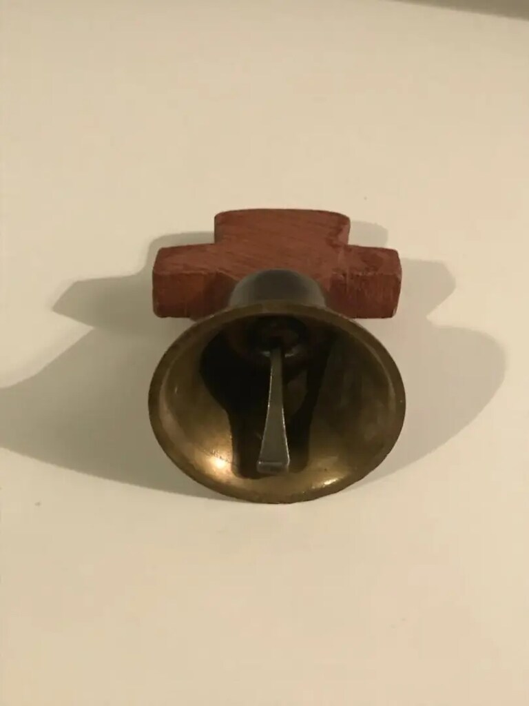 Antika Ahşap Saplı Fransız Bronz Çan - 2