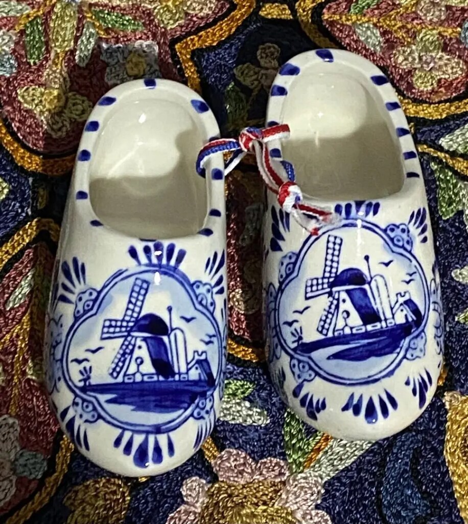 HOLLAND Delft El Boyama Damgalı Porselen Ayakkabı & Çift - 6