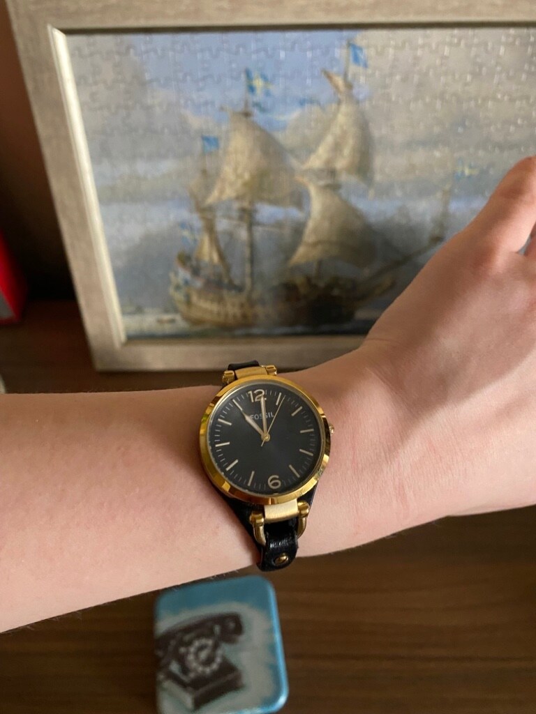 Fossil siyah deri & gold saat - 2