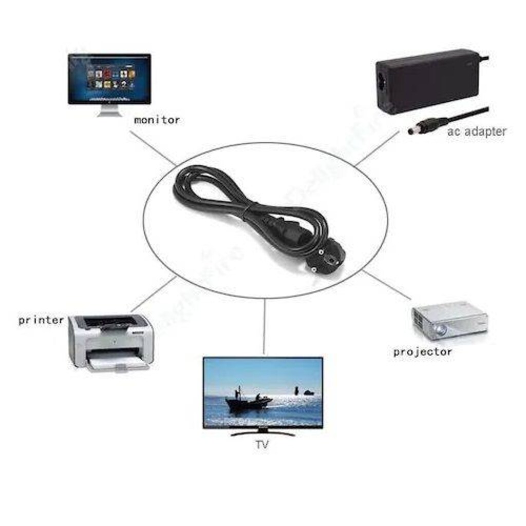 3 Metre C13 Power Kablo Bilgisayar PC Kasa Monitör Güç Kablosu - 3