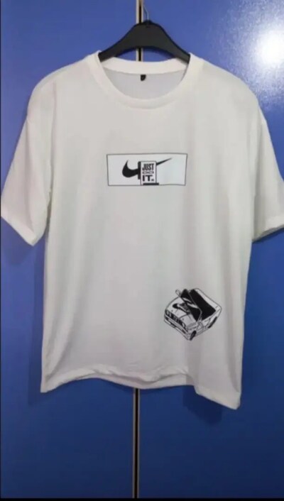 Oversize baskı detaylı T-shirt L beden