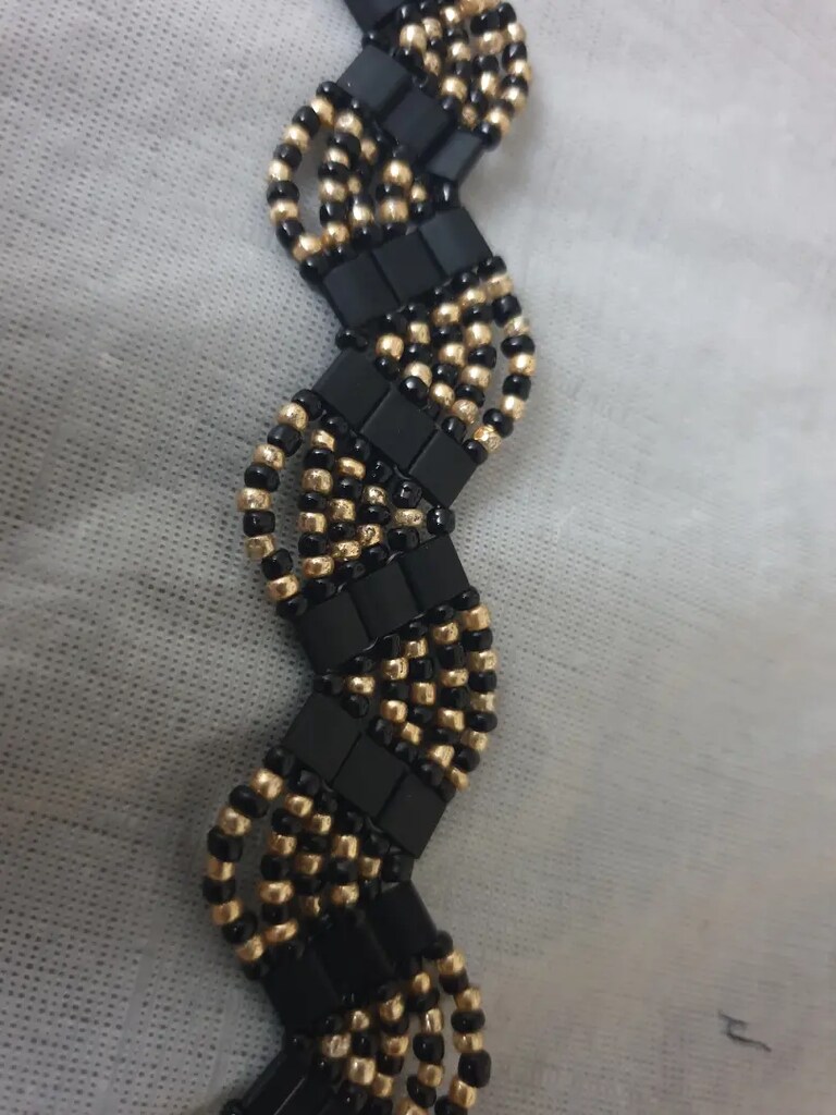Miyokin boncuntan bileklik ,boyu 18.5 cm, eni 2 cm.El yapımı. - 3