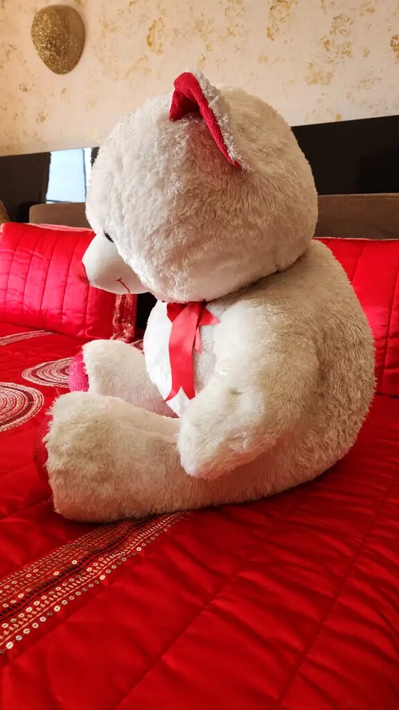 Beyaz Büyük Sevimli Peluş Ayı - 3
