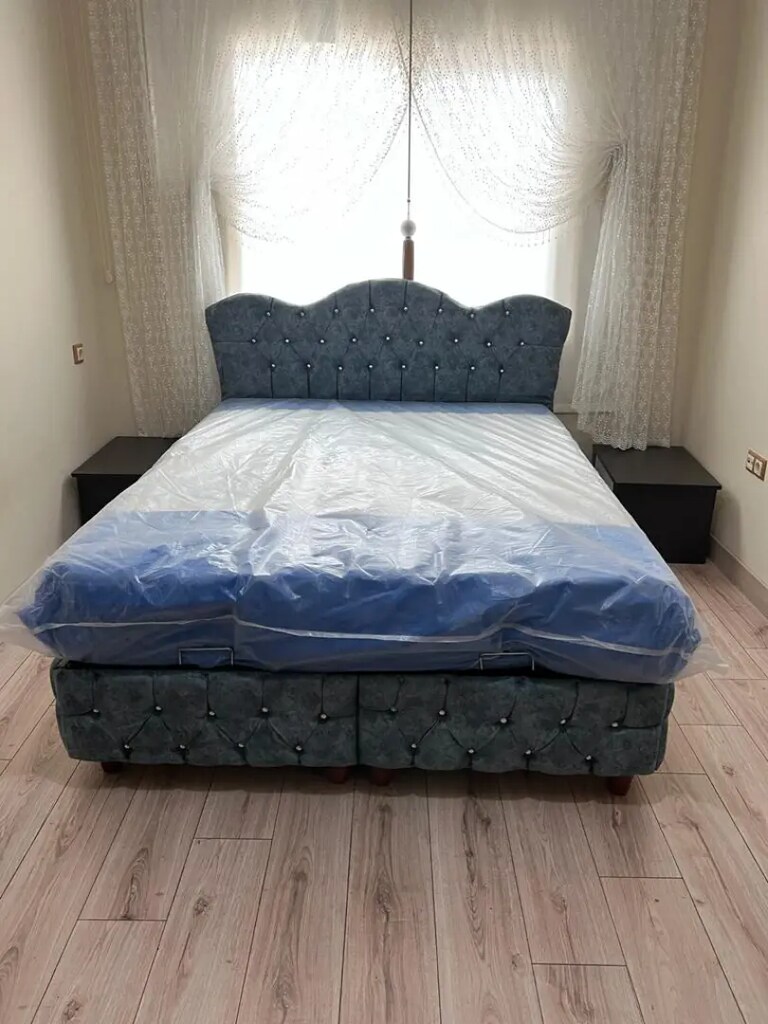 150x200 ultra lüks kapitoneli baza başlık yatak sıfır ürün ambaljinda - 4