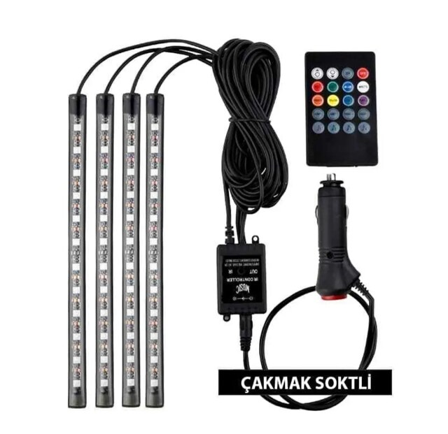Rgb led uzaktan kumandalı 12v iç mekan ledi araba iç led ayak ledi