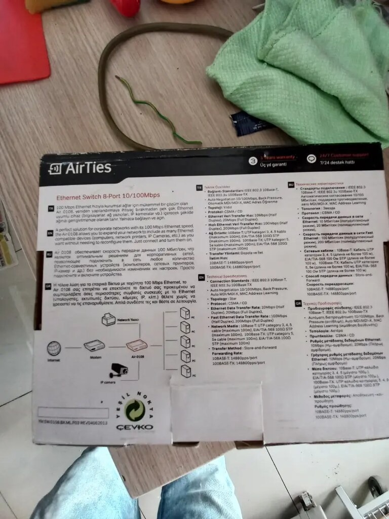 Airties sekiz port yüz megabit Ethernet dağıtıcı - 3