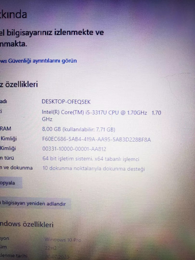 Samsung dokunmatik ekranlı i5 - 5