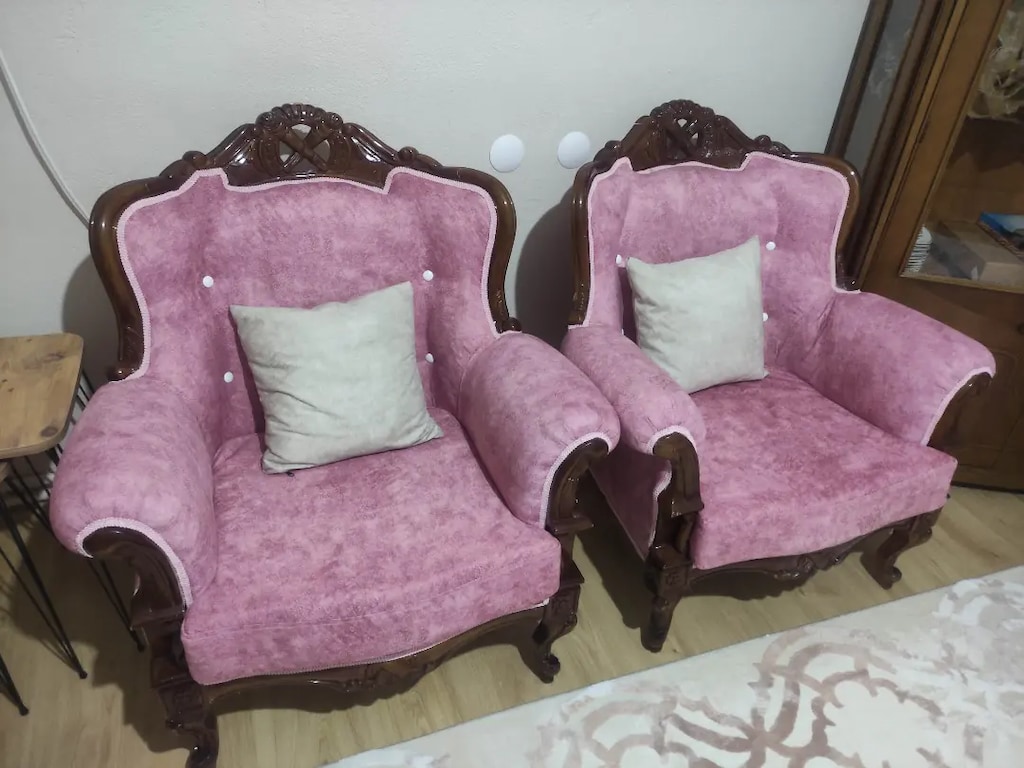 Ceviz Kaplama El İşçiliği Salon Takımı - 3