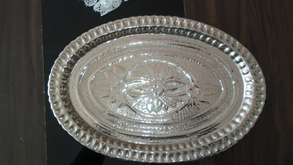 PİRİNÇ İŞLEMELİ NİKELAJ OVAL TEPSİ - 3
