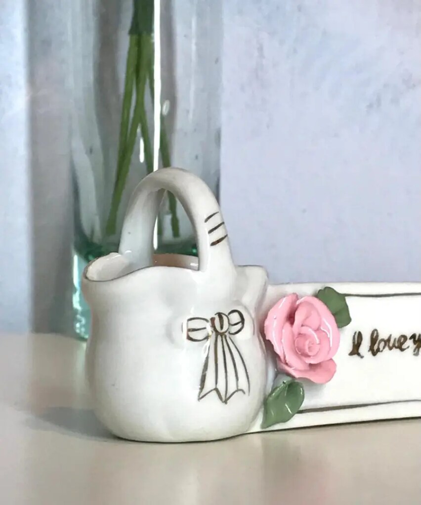 Vintage Capodimonte Çiçekli El Boyama Porselen Biblo - 9