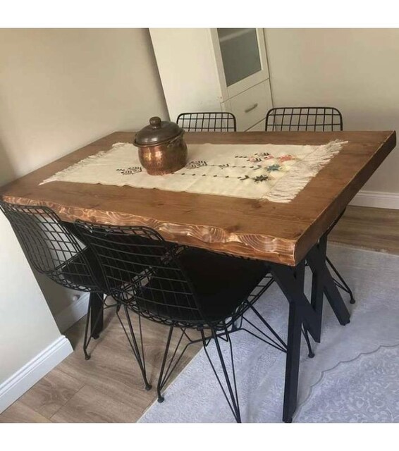 Kütük ahşap ceviz yemek masası ofis kafe restorant