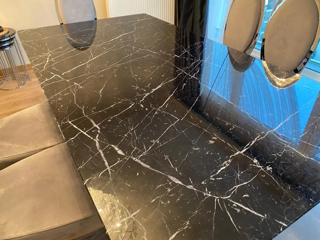 Balhome mobilyaDoğal ithal mermer masa krom sandalye takımı - 3