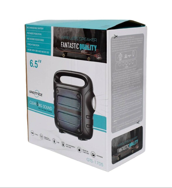 GTS1705 Işıklı 6,5 Taşınabilir 5W Bluetooth Hoparlör El Fenerli Radyo