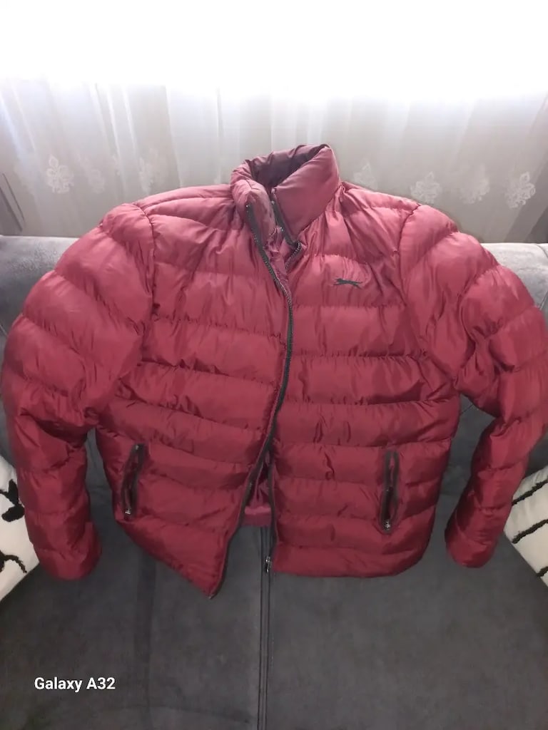 Slazenger marka xxl slim fit şişme mont bordo renk