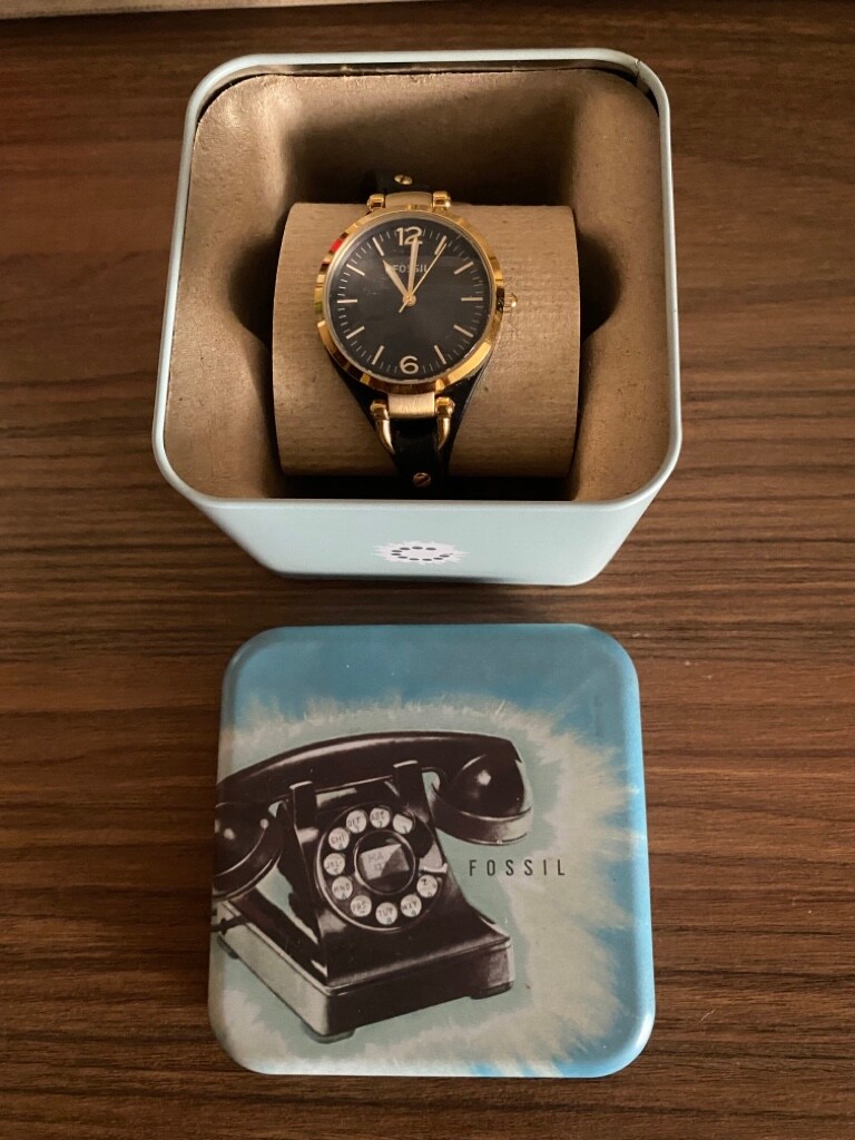Fossil siyah deri & gold saat - 3