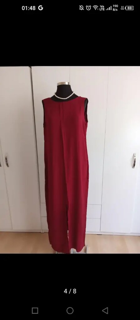 Bordo Renkli Uzun Elbise - 4
