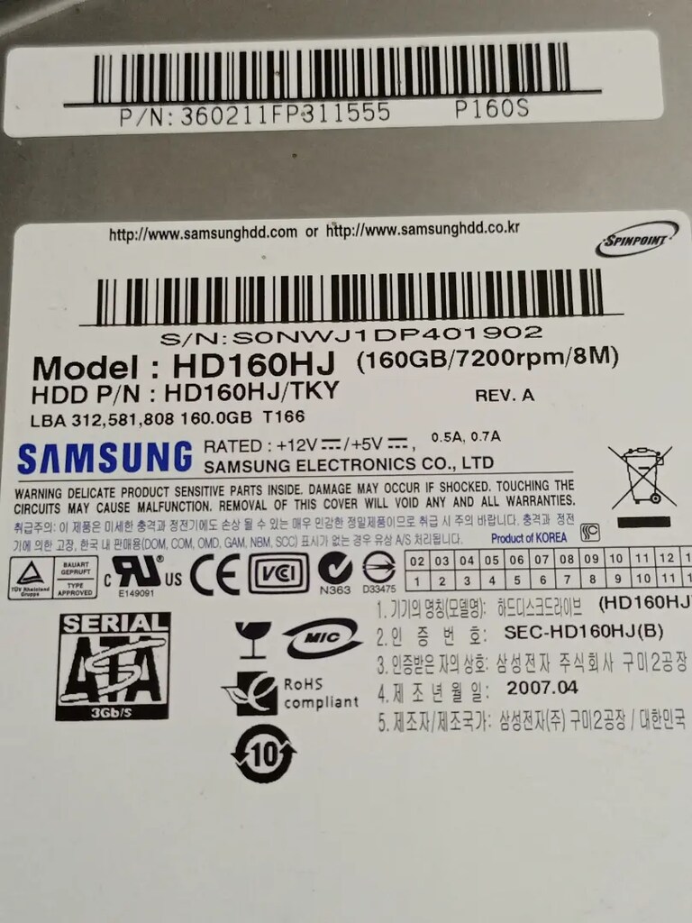 SAMSUNG 160 gb sata harddisk - 4