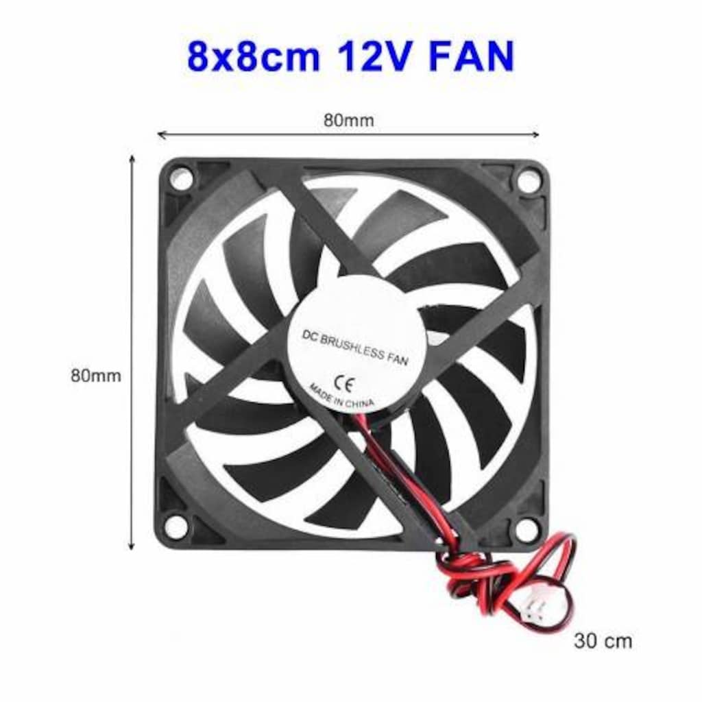 80x80x10 mm. 12V DC Sessiz Fırçasız Motor Super Slim Kare FAN