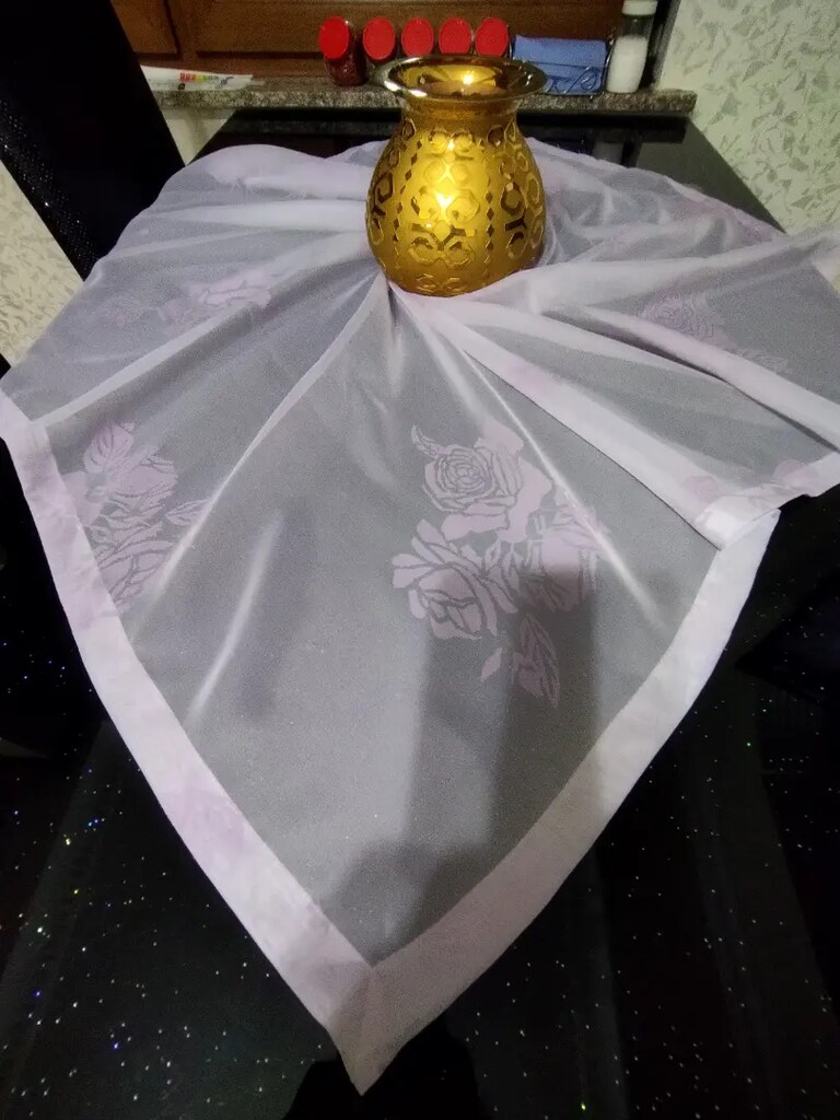 Desenli tül örtü iki adet sıfır kullanılmamış - 3