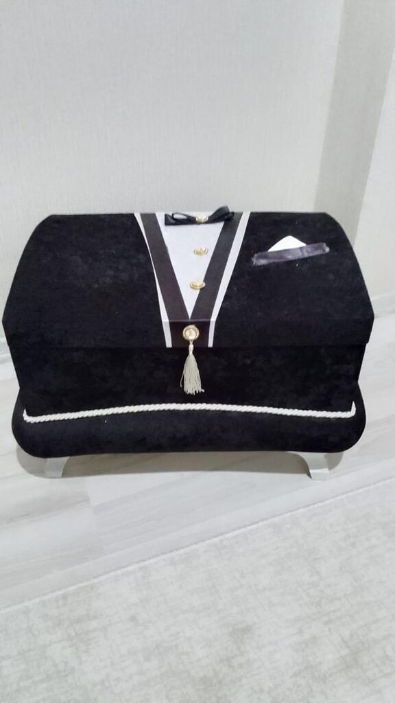 Siyah Beyaz damat Sandığı damat bohçası - 4