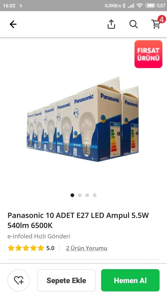 5,5 W E 27 LED Ampül Beyaz 540 Lümen, - 6