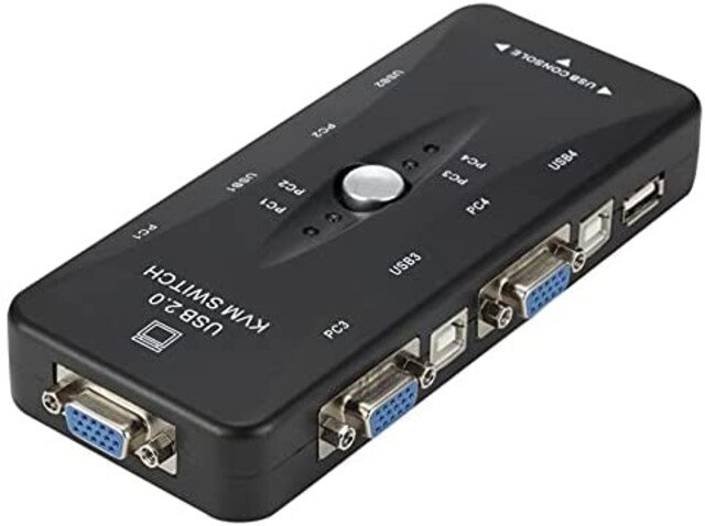 4 Port USB KVM Switch 4 PC Kasa Tek Kontrol Çoklu VGA