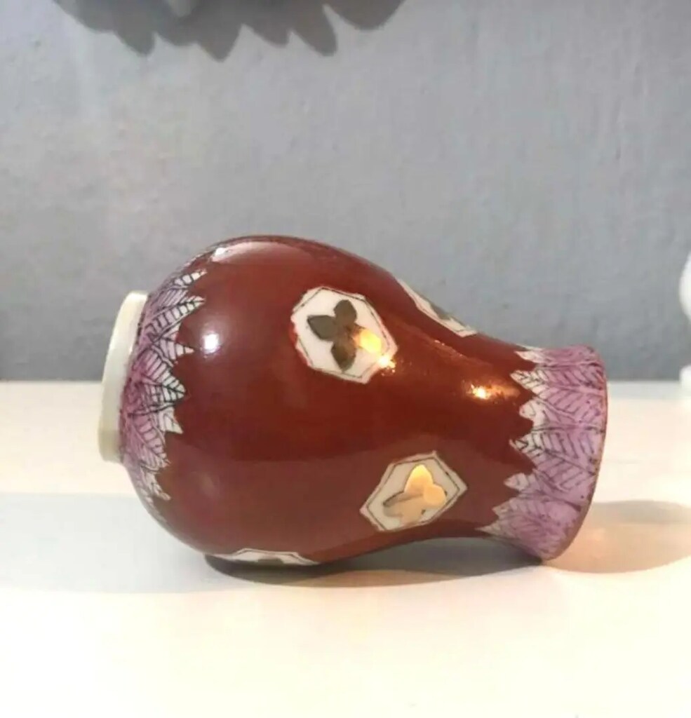 Eski Çin Porseleni El Yapımı Küçük Boy Porselen Vazo - 6