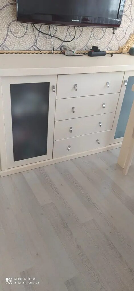 Konsol özel yapılmış ahşap 4 adet çekmece ve ikili geniş kapak - 6