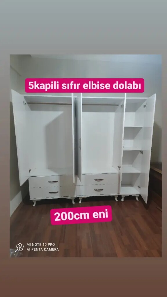 İmalattan sıfır 5 kapaklı elbise dolabı - 2