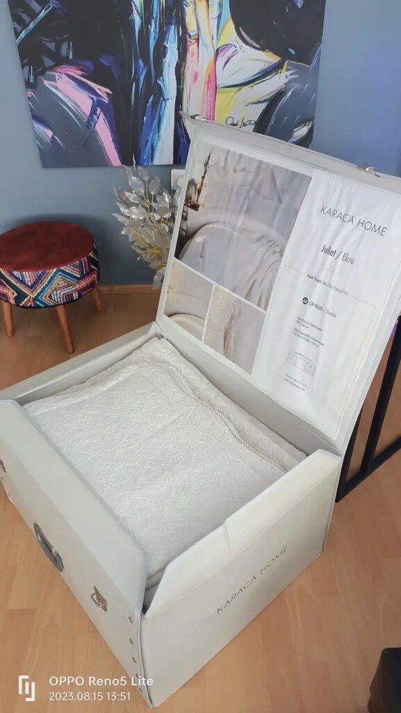 Karaca home juliet ekru yatak örtüsü seti - 3