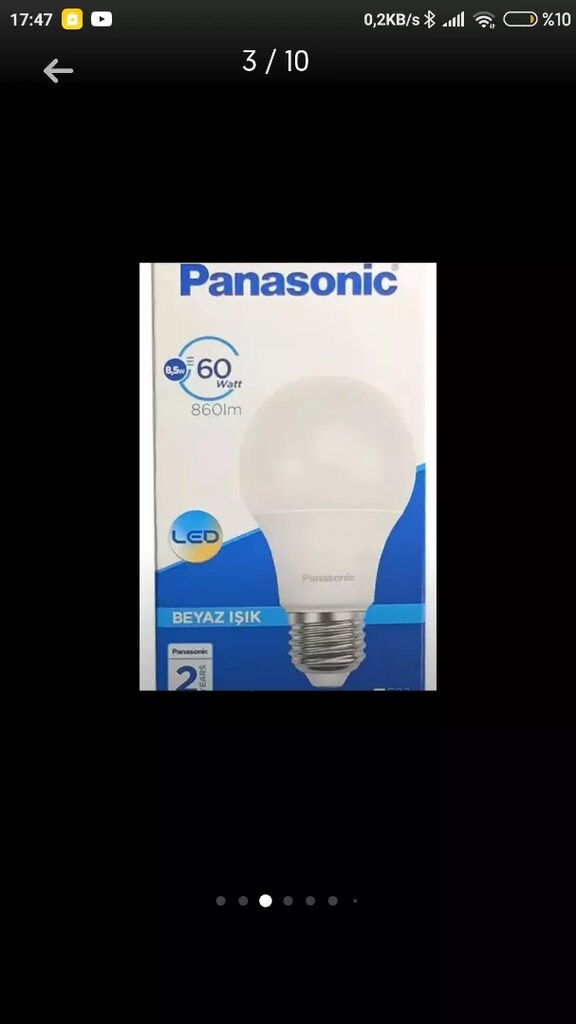 Panasonic Ampül 8,5W LED beyaz ışık 60W 1ad Fiyatıdır