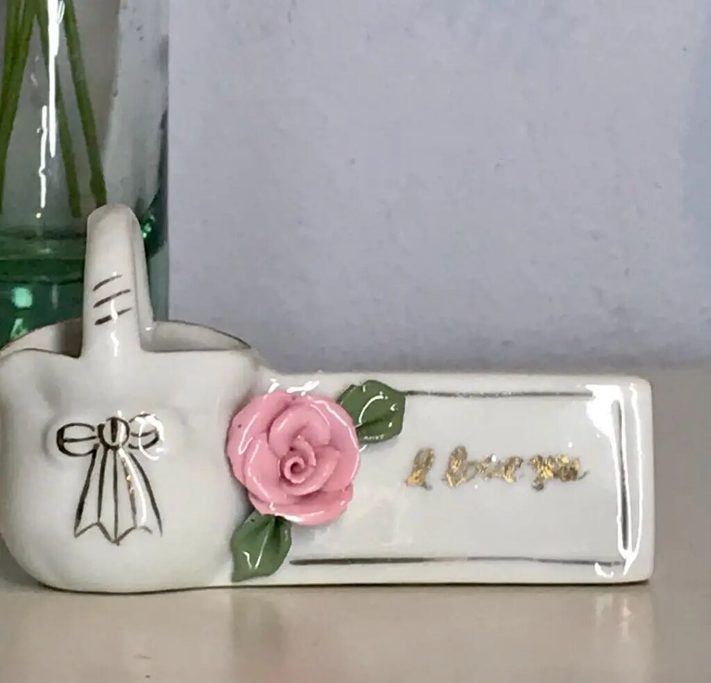 Vintage Capodimonte Çiçekli El Boyama Porselen Biblo - 8