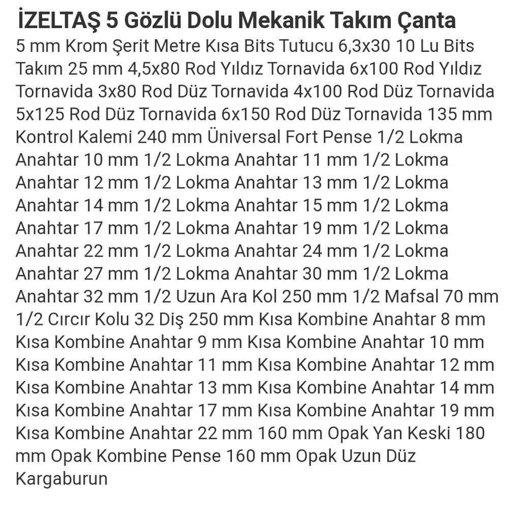izeltaş alet takımı, mekanik takım , usta el aletleri - 7