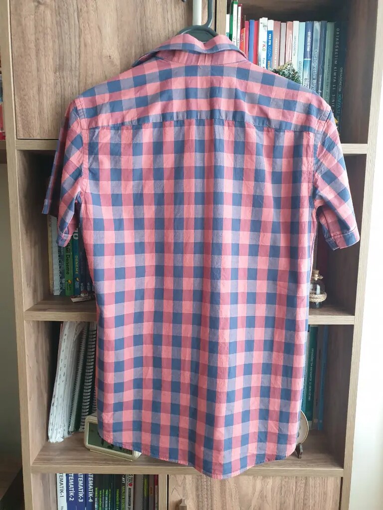 Koyu Pembe-lacivert ekoseli Small beden Gömlek.Durumu iyi. - 3