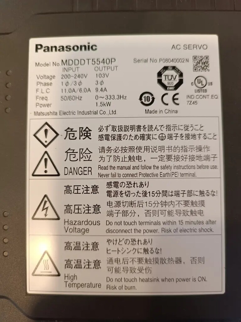 sıfır Panasonic MDDDT5540P servo sürücü