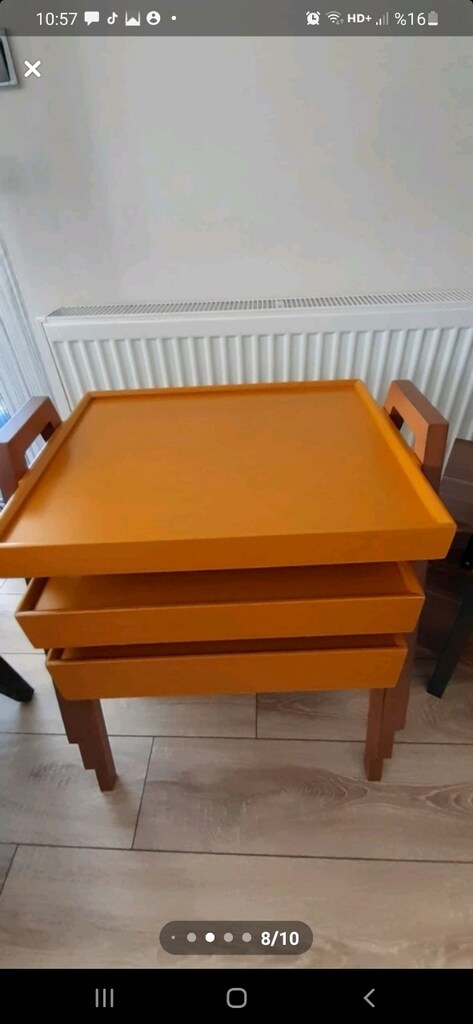 Acil son fiyat Modern dekoratif şık ahşap 3'lü sehpa tak?m? - 5