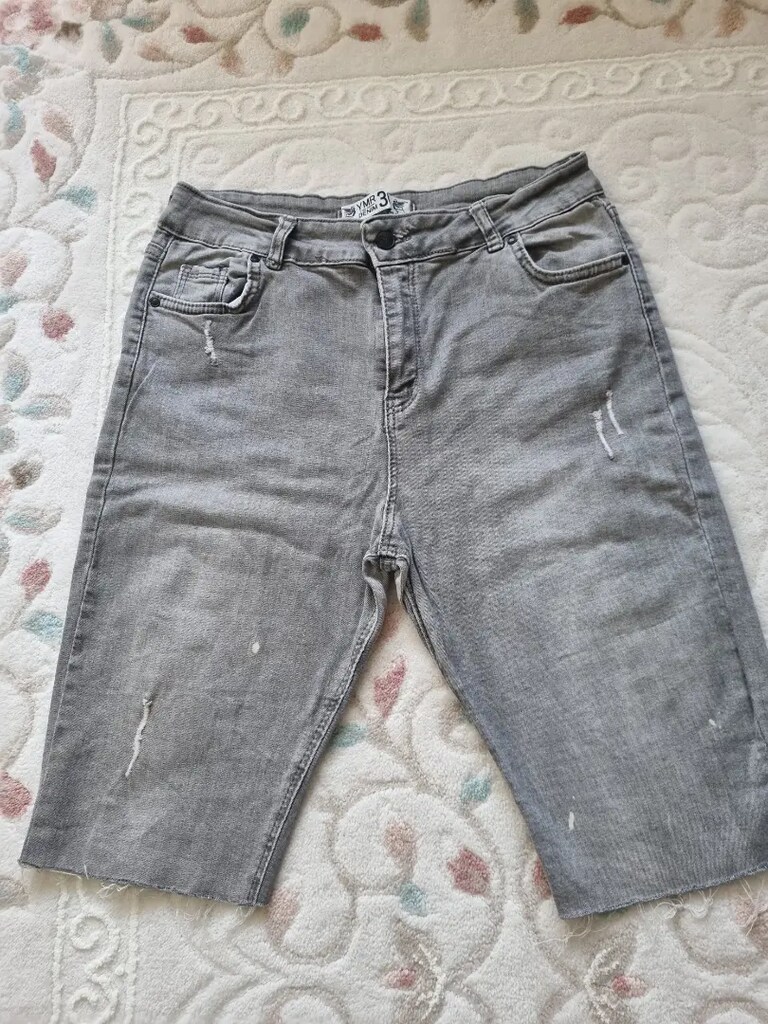 Likralı Kapri Kot Pantolon