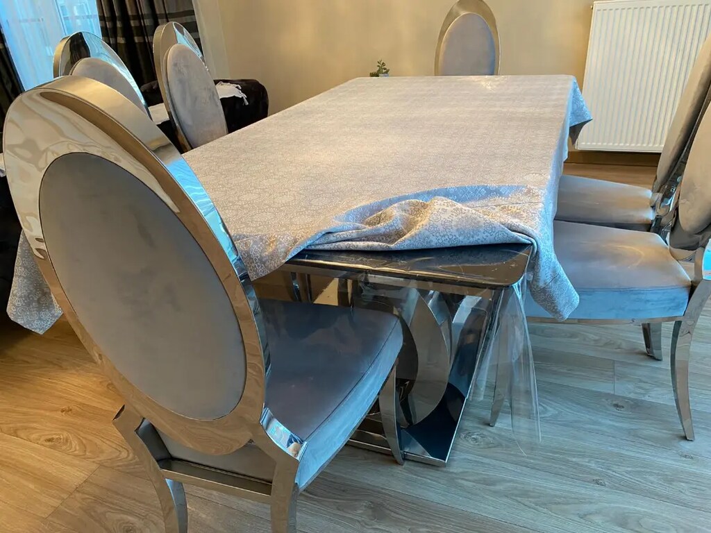 Balhome mobilyaDoğal ithal mermer masa krom sandalye takımı - 9