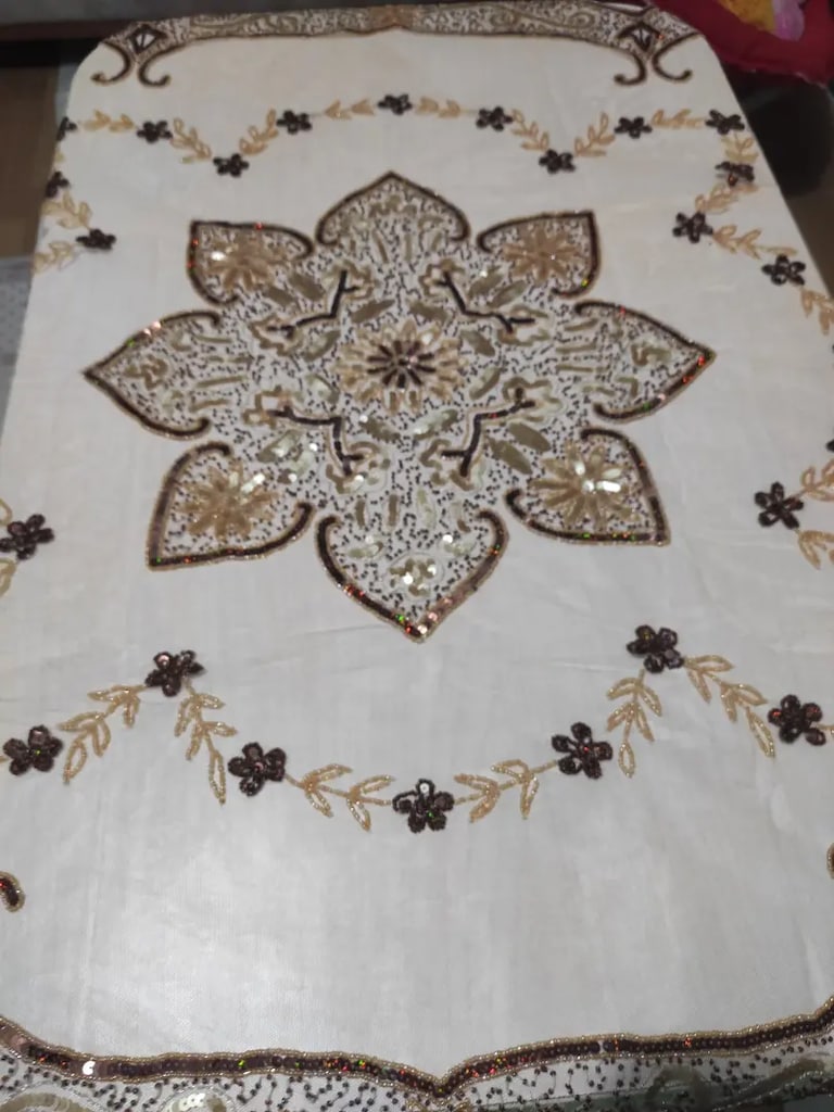 Boncuklu Sehpa Örtüsü Takımı Çeyizlik - 6