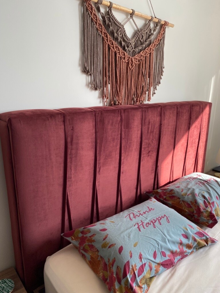 Bordo Enza Home Orlando Tay Tüyü Yatak Başlığı - 4