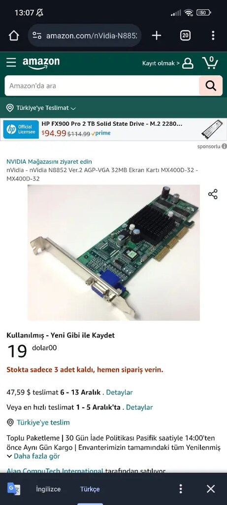 nVidia N8852 Ver.2 AGP-VGA 64 MB Ekran Kartı MX400D-32 - MX400D-32 - 3
