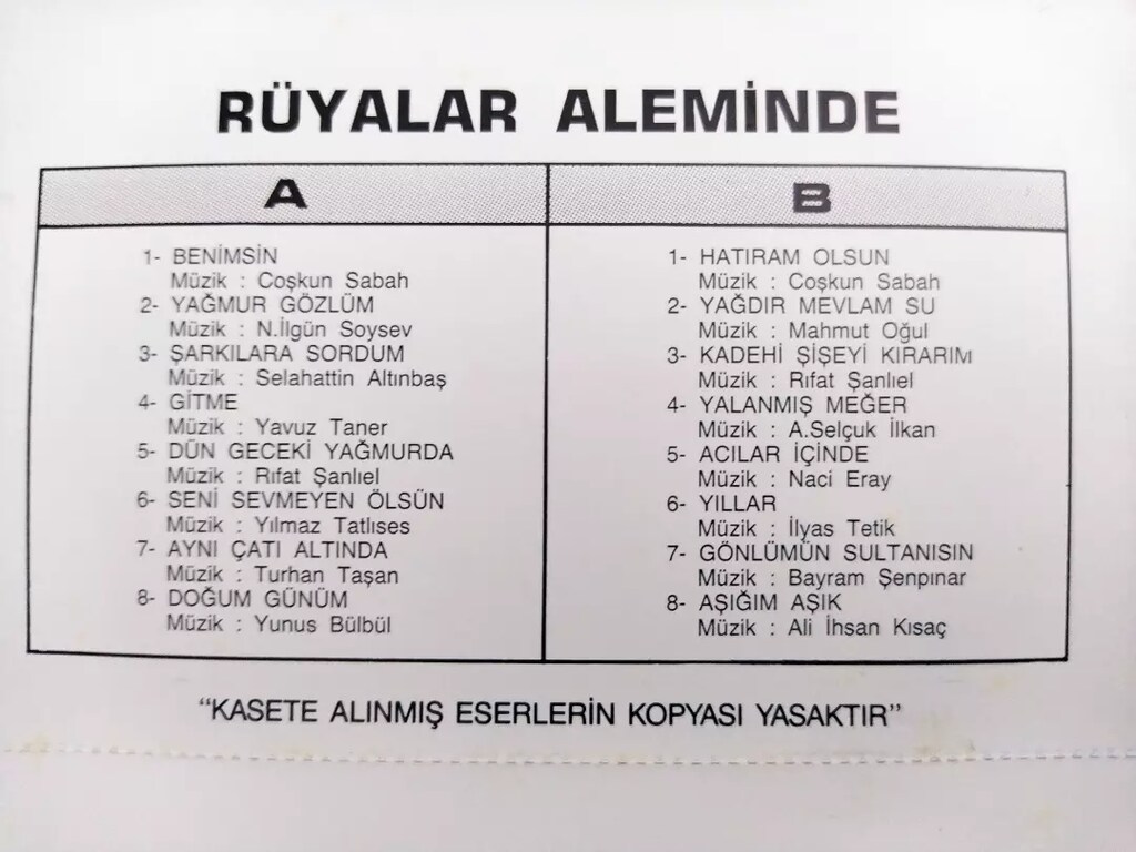 Rüyalar Aleminde Kaseti - Orijinal - 1988 - 3