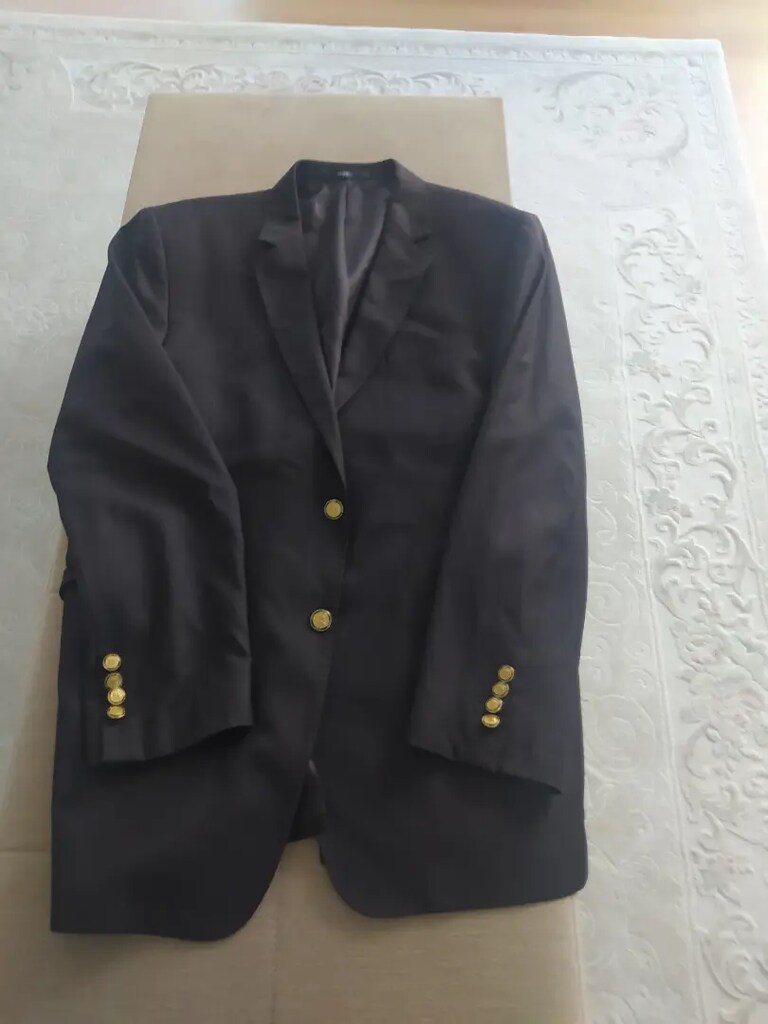 İmza Marka ,Kruvaze , Metal Düğmeli , Kahverengi Renk Tek Çeket ,