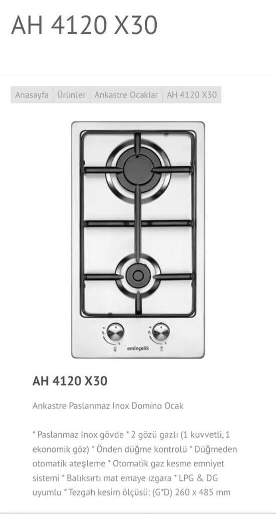 Eminçelik Ankastre 2 li inox Çelik ocak 3.250 TL - 2