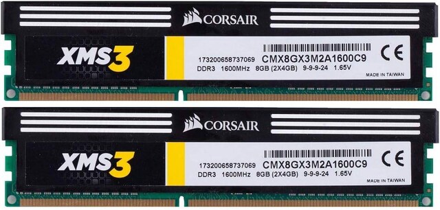 Corsair Cmx8Gx3M2A1600C9 Xms3 8Gb (2X4Gb) Ddr3 1600 Mhz RAM