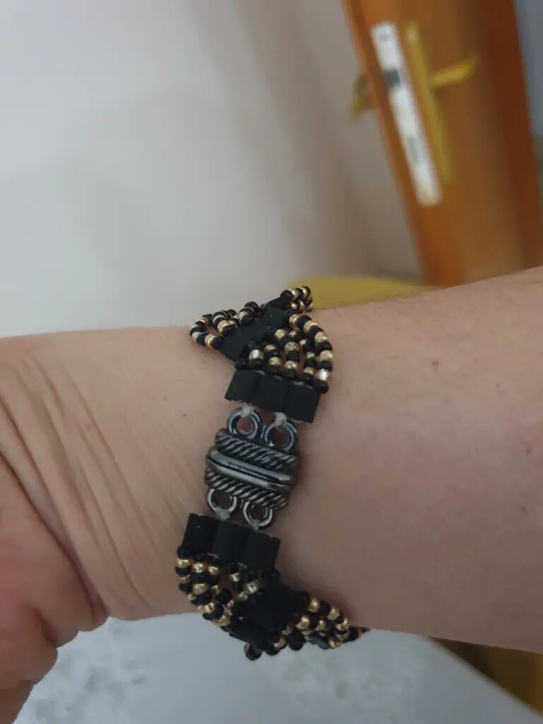 Miyokin boncuntan bileklik ,boyu 18.5 cm, eni 2 cm.El yapımı. - 8