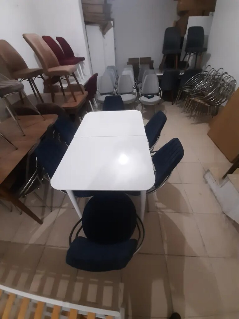 Mdf lake boyali acilir kelebek masa 6adet aras sandalye - 6