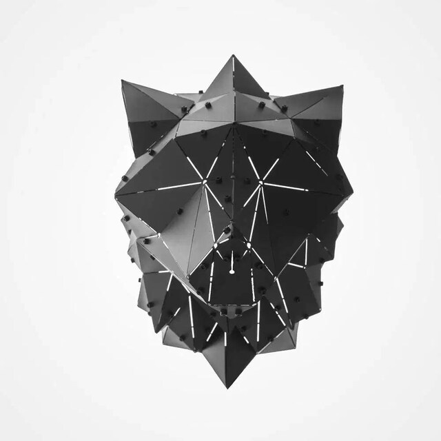 OTTOCKRAFT 3 Boyutlu Metal Geometrik Kurt Kafası Duvar Dekoru