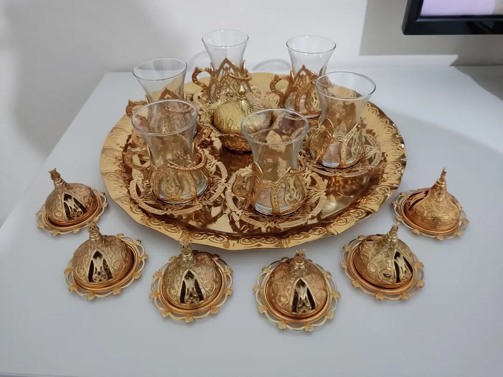 Hanedan bakır Gold çay bardağı - 6