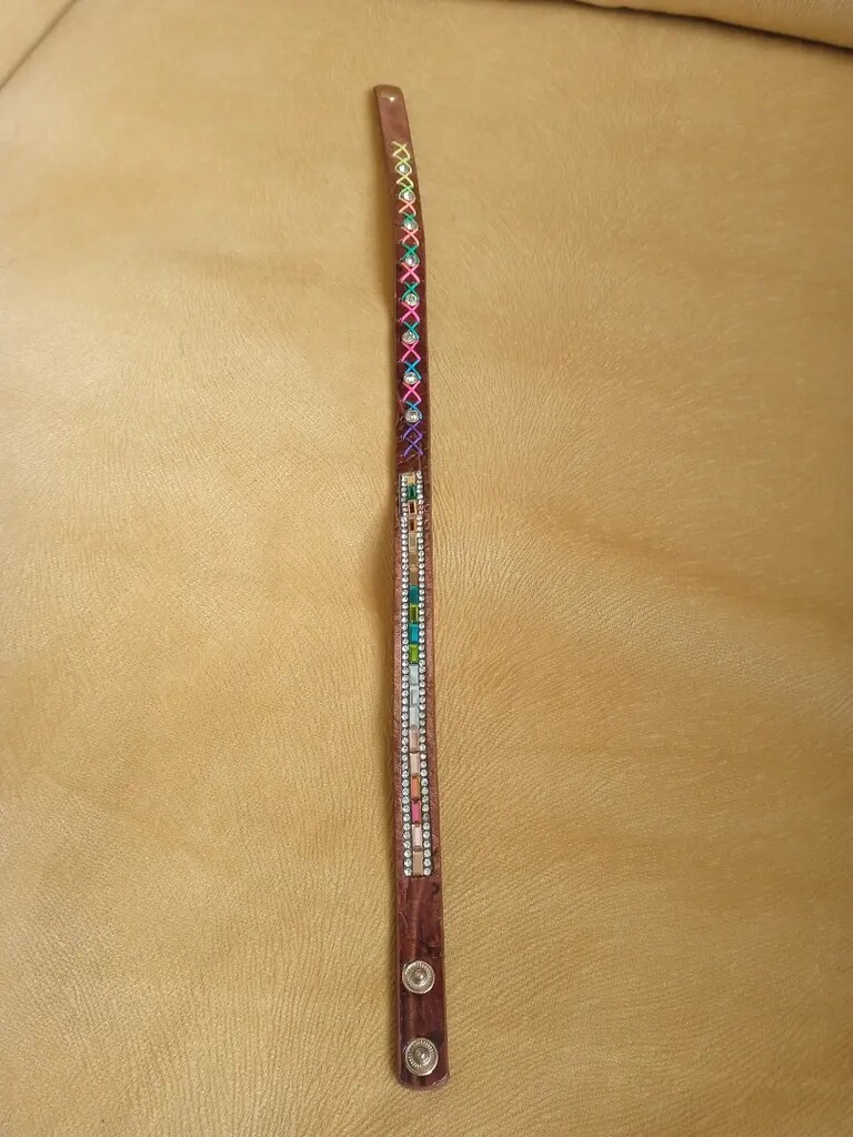 Swarovski taşlı deri bileklik - 4